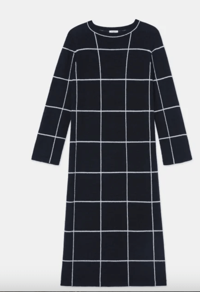 tile grid cashmere dress